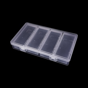 Transparent 4 Compartment Storage Box With Lid For Small Items And Accessories PP Rectangle Jewelry Organizer Standing Type - Product Image 2