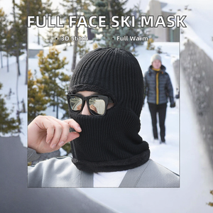 Pasamontañas de punto personalizado con imagen bordada en 3D, estilo balaclava de 2 orificios, gorro de esquí de cara completa para viajes de invierno - Product Image 2