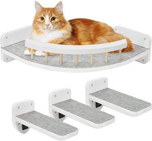 Hamaca ecológica para gatos, poste rascador colgante de pared, estructura de escalada de madera maciza, cama de sisal - Product Image 1