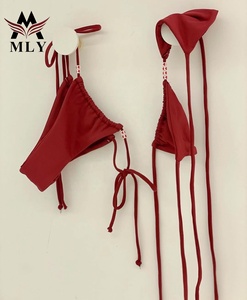Custom High Quality Recycled Swimwear Stretch <strong>Micro</strong> Halter <strong>Bikini</strong> With Accessories Bandeau Two Piece Triangle <strong>Thong</strong> Swimsuit - Product Image 3