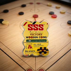 ชุดเหรียญคารอมไม้พิมพ์ลายตามสั่ง Sports Victory สีดำ แดง ทอง 24 ชิ้น บรรจุภัณฑ์แบบพลาสติกใส งานแฮนด์เมดสำหรับเกมกระดาน - Product Image 3
