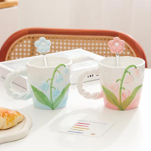 Tasse en céramique de luxe motif lys pour filles, idéale pour la maison, cadeau de Saint-Valentin pour petite amie, rentrée scolaire - Product Image 5