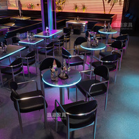 Conjunto de Muebles LED Modernos de Lujo para Club Nocturno, Sillas y Mesa de Comedor Iluminadas para Bar Lounge, Sofá para KTV y Hookah