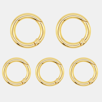 En stock, Boucles annulaires métalliques dorées à ouverture facile, clips à ressort circulaires pour sacs DIY, accessoires de quincaillerie pour porte-clés