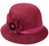 Chapeau de soleil en peluche quatre saisons pour femme, style haut-de-forme à grande fleur, 100 % polyester, matériau durable pour les fêtes des personnes d'âge moyen et âgées