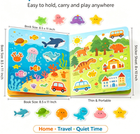 Livre d'activités magiques à thème animaux marins pour enfants, livre silencieux éducatif précoce avec autocollants en gelée pour le développement cognitif