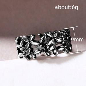 H435 แหวนโลหะผสมลายดอกไม้โบราณชุบเงินแฟชั่นสำหรับทุกเพศแหวนของขวัญโอกาสเครื่องประดับ - Product Image 5