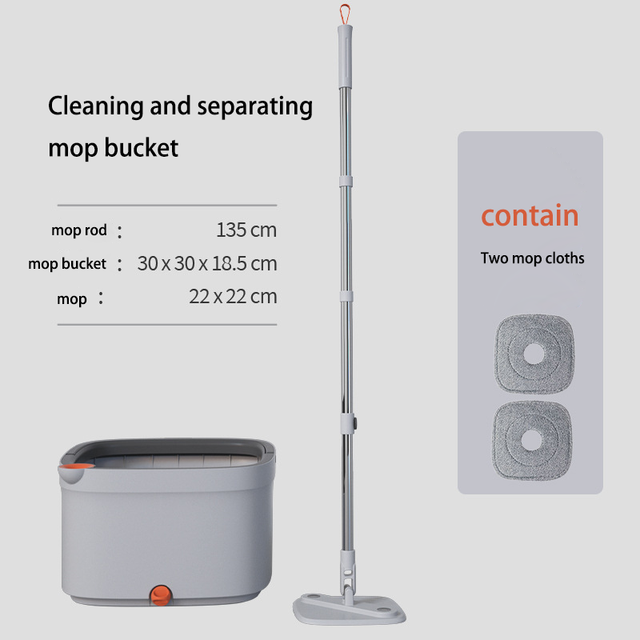 High-quality Clean and Sewage Separation Flat Mop Water Absorption and Spin-drying No-hand-wash Rotating Mop Bucket Set
