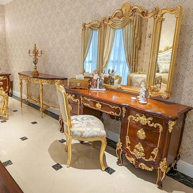 chinese dress ladies Luxury Classic Modern Carving Solid Teak Wood Dressing Table  Healsway