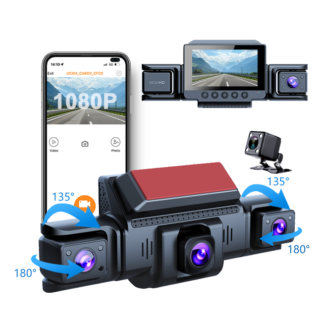 360 Degree Dash Cam Front Rear and Inside 4 Channel 1080p Dashboard Camera Wi-fi Night Vision CAR DVR
