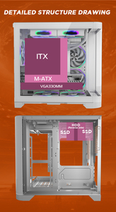 Mid Tower Desktop with Lcd Side Glass <strong>White</strong> <strong>Pc</strong> Casing Cpu Cabinet Atx Acrylic Cooling Gaming Computer <strong>case</strong> - Product Image 6