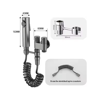 Grifo de <span class=keywords><strong>inodoro</strong></span> moderno 2 en 1 para el hogar, con boquilla de bidé de latón ABS y acero inoxidable 304, montado en la pared para baño - Product Image 4