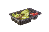 Plateau de restauration rapide rectangulaire, nouveaux aliments, poêle à sauce à deux compartiments, emballage plastique pour légumes, salade boîte à bento, contenant pour aliments,