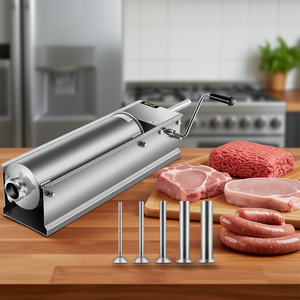 Remplisseuse de saucisses commerciale VZTOR 7L en acier inoxydable, remplisseuse de viande manuelle avec 5 embouts pour usage domestique et professionnel - Product Image 2