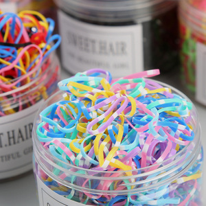 Jelly Color 500 pièces bandes de <span class=keywords><strong>cheveux</strong></span> élastiques jetables chouchous en tissu doux pour enfants et bébés une boîte épaissir les élastiques - Product Image 1