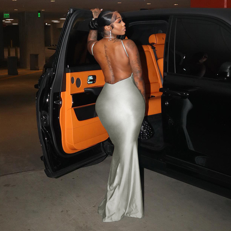 knee length dresses for ladies Black Off Shoulder Long Sleeve Scrunch Butt Open Back Midi Dress  Hot  Miami Styles