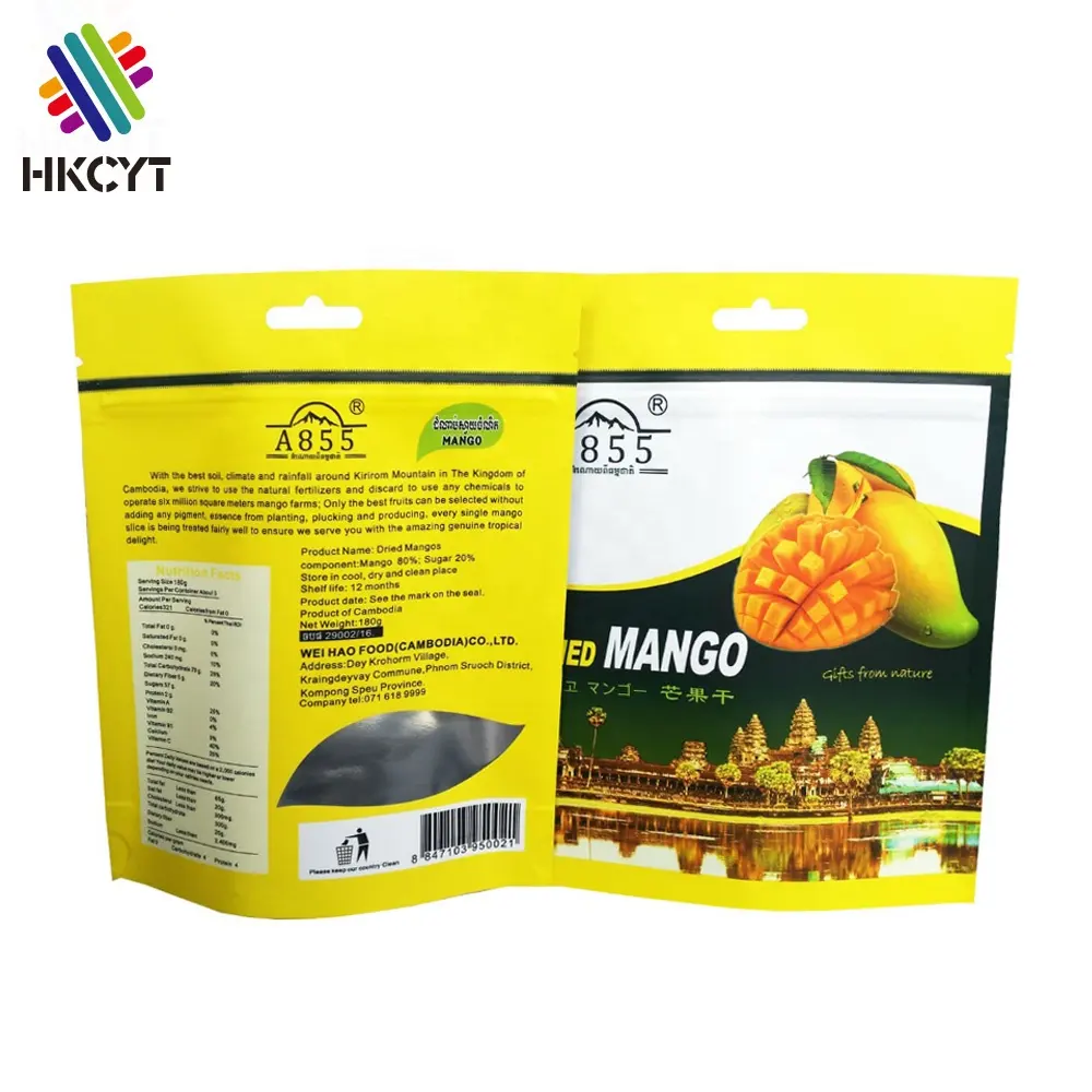 Wholesale Custom Logo Plastic Snack Mango Dried Fruit Package Pouch Dry Food Packaging Bag