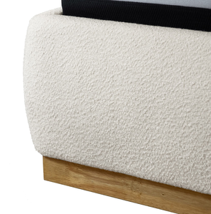 <b>Queen</b> <b>Size</b> Soft <b>Bed</b> Adjustable Convertible White Boucle Upholstered Wingback Headboard Modern Bedroom Furniture - Product Image 5