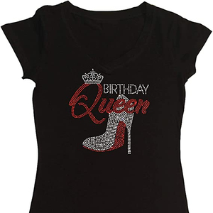 Magliette personalizzate in cotone Spandex regine di compleanno da donna con strass - Product Image 1