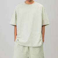 Ensemble T-shirt et Short Homme Oversize Respirant à Manches Courtes pour l'Été, 300 g/m², Écologique, Étiquette Personnalisée, 100% Coton