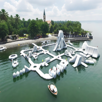 Parc aquatique gonflable modulaire personnalisé 2026 Popu Water Park, système de montage rapide antidérapant pour l'entraînement aquatique et la plage