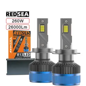 REDSEA हाई पावर T13 260W 30000LM 3-कॉपर ट्यूब एलईडी H7 हेडलाइट कैनबस 9005 9006 कार 6000k H1 H11 H4 एलईडी हेडलाइट्स बल्ब के लिए