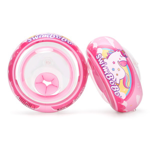 Brassard gonflable pour enfants SwimBoBo, double airbag, motif licorne rose, pour piscine et parc aquatique - Product Image 1
