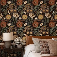 Papier peint amovible à coller soi-même, style bohème rétro, fleurs botaniques, 173''x80