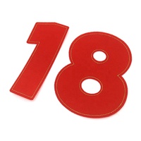 Badges numériques personnalisés, 1 pièce, nouveau Design, bordure métallique dorée, broderie en feutre rouge, pour capuche, DIY bricolage, 2021