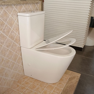 WC in <span class=keywords><strong>Ceramica</strong></span> Moderno a Pavimento con Doppio Scarico, Standard Europeo, Altezza Comfort, Sedile con Chiusura Morbida di Lusso - Product Image 3
