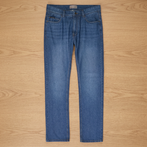 Jean en denim coupe droite ajustée pour homme, noir, en coton respirant et léger, décontracté, pour l'automne et l'hiver, taille mi-haute, classique - Product Image 2