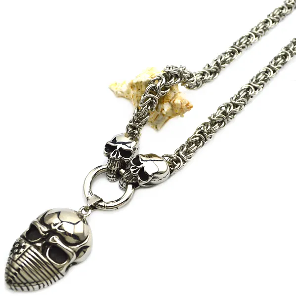 2019 Fashion Viking Jewelry Mens Gothic Biker Tribal Jewelry Stainless Steel Skull Pendant Necklace
