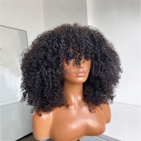 Vente en gros Brésilien Vierge Cuticule Alignée Cheveux Humains Frontal Lace Perruques Afro Crépus Bouclés Perruque Transparent Noir Dentelle pour les Femmes