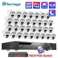 Système de caméra CCTV Techage 8MP 32 canaux NVR avec détection humaine, vision nocturne, caméra CCTV HD, kit de sécurité vidéo