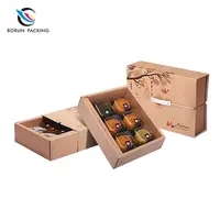 Boîte d'emballage personnalisée en papier kraft pour gâteaux et pâtisseries, avec plateau en plastique et manchon extérieur