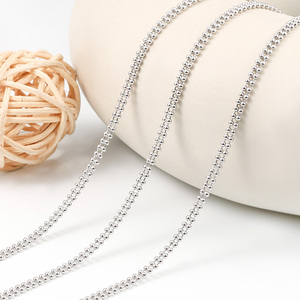 Nueva llegada 3mm de ancho tamaño pequeño cuentas dobles cadena 304L titanio Acero inoxidable collar gargantilla joyería hallazgos componentes - Product Image 2