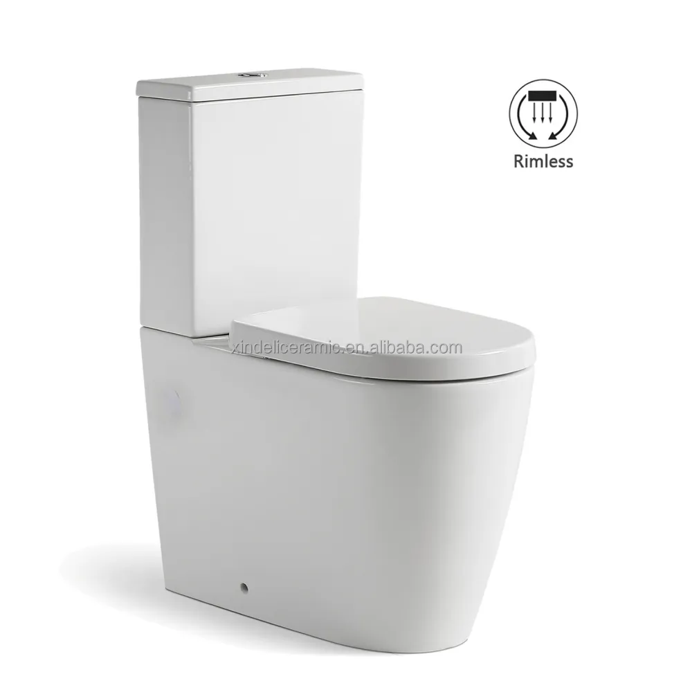 Toilet Antik Commode Kamar Mandi Commode P Trap Toilet Model Baru Dua Potong Keramik Lantai Dipasang Bulat Dual-Flush