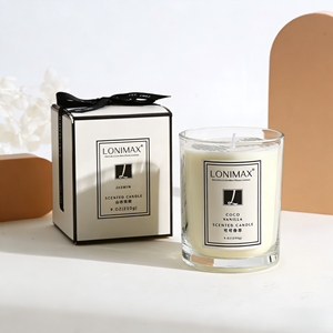 Bougie en verre artistique personnalisée de 8 oz et 12 oz en cire de soja, de haute qualité, pour aromathérapie, décoration, quatre couleurs, <span class=keywords><strong>Edison</strong></span>, Saint-Valentin - Product Image 1