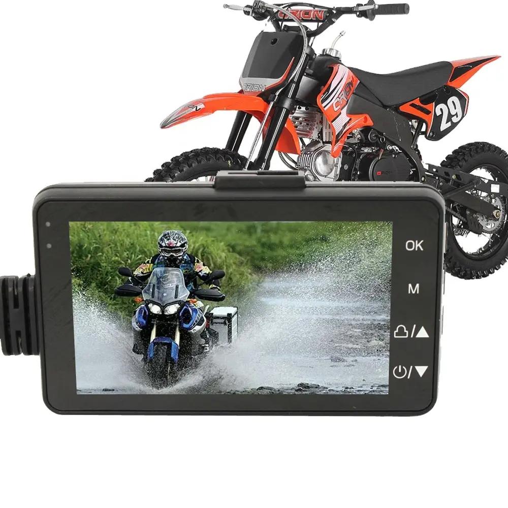 Waterproof Motorcycle Camcorder Dual Lens 3" HD Screen Motorbike DVR Dash Camera Recorder