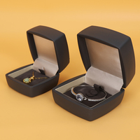 SIFOO Coffret à bijoux de luxe en cuir PU gris avec logo personnalisé, nouveau design, style velours, pour bague, pendentif, collier, cadeau