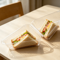 Récipient alimentaire à clapet pour sandwich en plastique jetable transparent personnalisé pour fêtes à emporter pour emballage de pain salade sushi