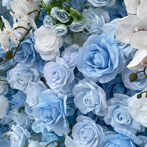 2025 Sıcak Fırsat 8*8 Feet Mavi İpek Yapay Çiçek Duvarı El Yapımı Yüksek Simülasyon Özelleştirilmiş Düğün Sevgililer Günü Noel - Product Image 4