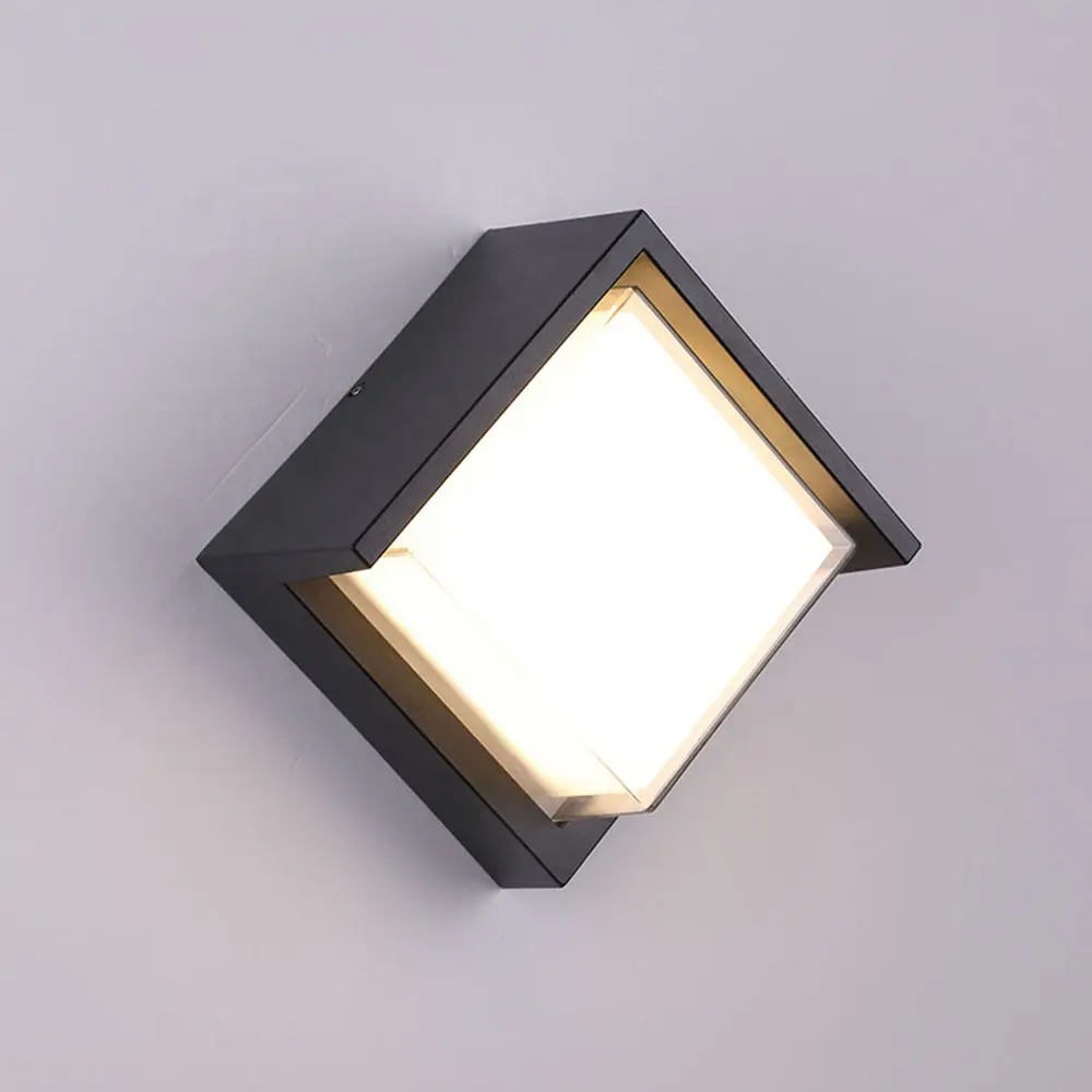 12W आधुनिक शैली चौकोर आकार छोटे आउटडोर प्रकाश स्थिरता गार्डन पनरोक एलईडी दीवार लैंप