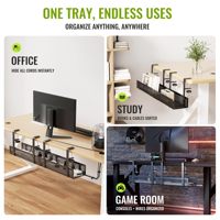Organisateur de câbles métallique à double niveau sous le bureau, sans perçage, avec pince murale, design détachable pour la maison et le bureau