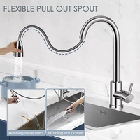 Robinets d'eau flexibles pour appareils sanitaires Mitigeur monotrou Robinets d'évier de cuisine en acier inoxydable avec pulvérisateur extractible