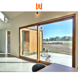 Porte d'entrée moderne à double vitrage, insonorisée, aluminium, bois, verre, multi-glissière, patio, porte d'entrée extérieure en bois, portes coulissantes - Product Image 1