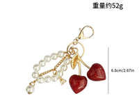 Schattig parelbandje hars hartvormig kersen sleutelhanger voor tas charme designer mode fruit hanger autosleutel hanger accessoires