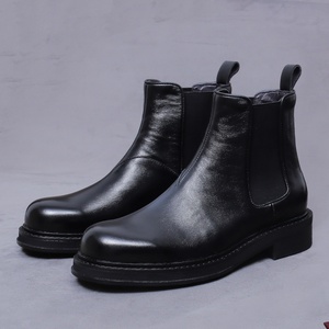 Botas Chelsea Estilo Británico para Hombre, Botas de Cuero Vacuno Retro, Botas de Invierno Versátiles con Suela Gruesa y Caña Alta para Hombre - Product Image 1