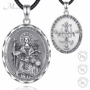 Merryshine 925 plata esterlina religiosa redonda 7 Arcángel patrón St Saint <span class=keywords><strong>Gabriel</strong></span> amuleto Collar para hombres - Product Image 1