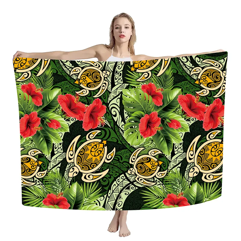 2023 Laval ava Sarong Beach wear Hawaiian Turtle Polynesian Multi Wear Badeanzug Sarong Custom Print Wrap Sarong Cover Up für Frauen